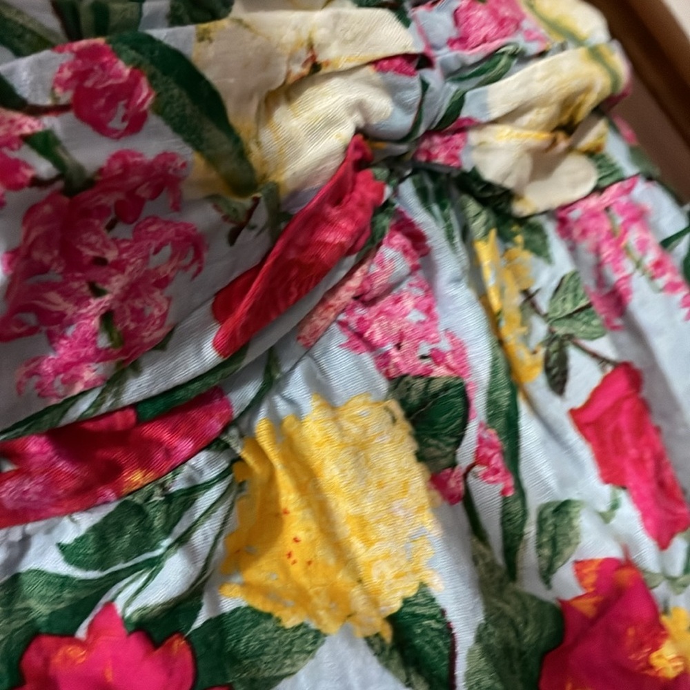 Old Navy Jumpsuit Womens S Pink Blue Floral Linen Blend Vacation Tropical - Picture 13 of 13